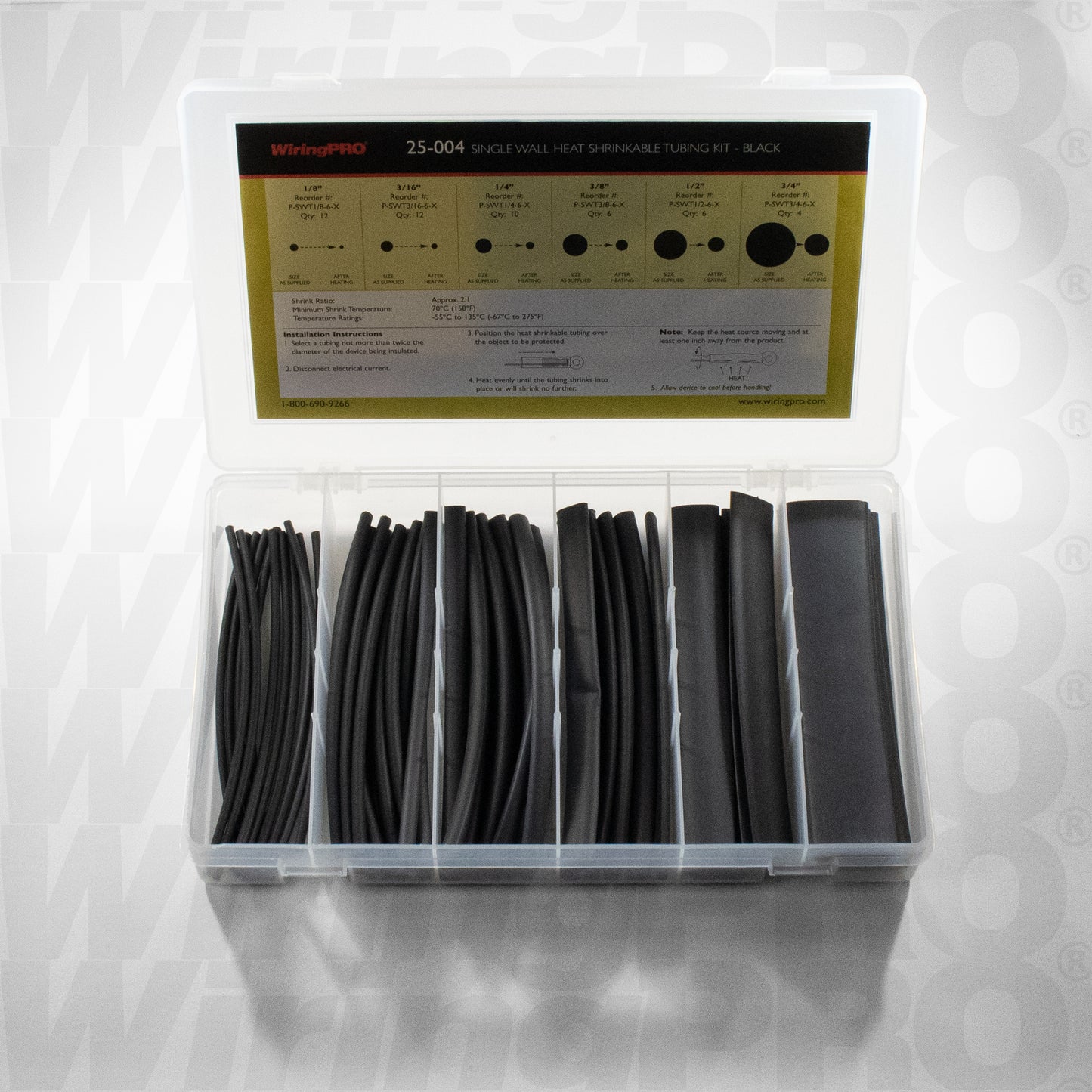 Single Wall Heat Shrinkable Tubing Kit - Black