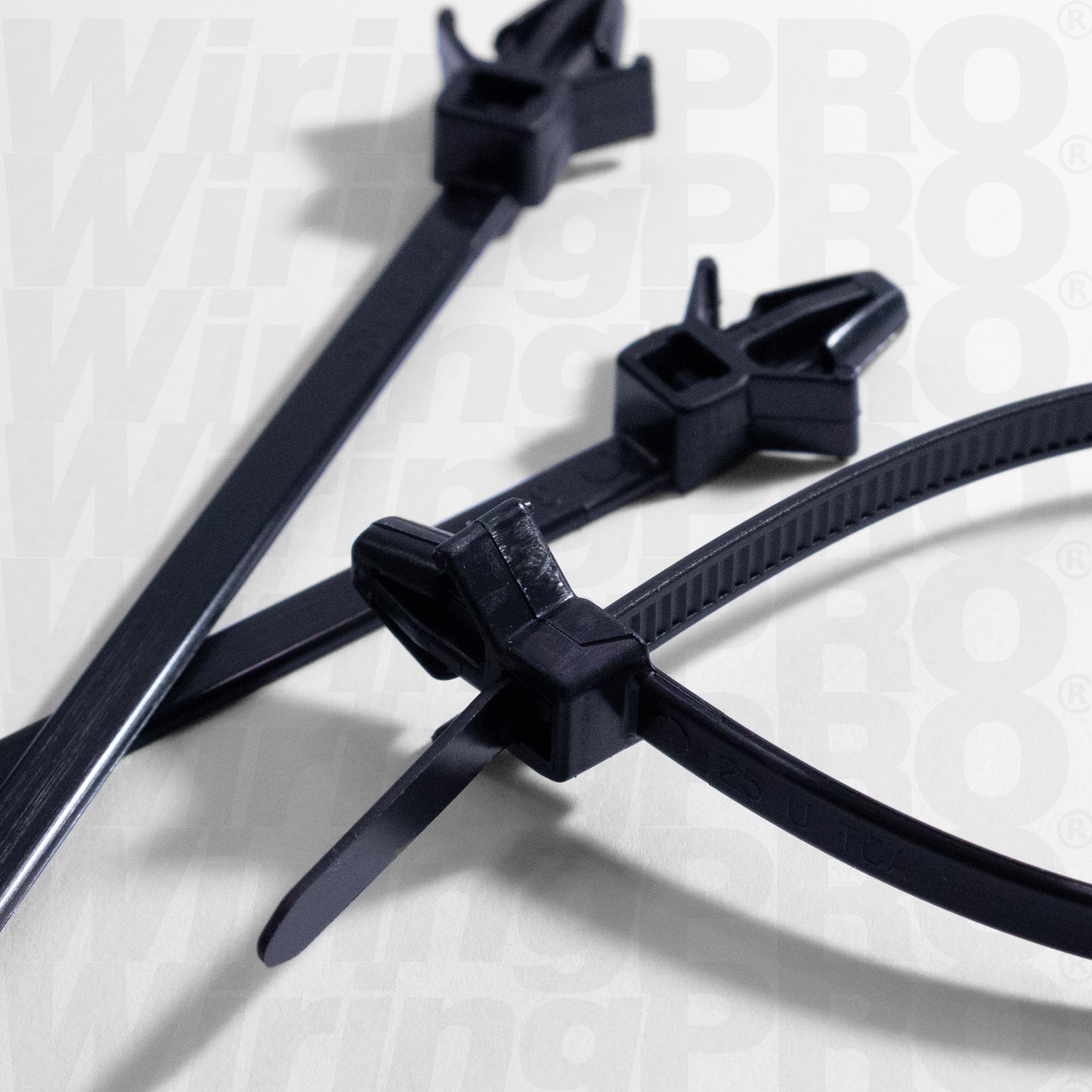 Push Mount Wing Cable Ties - Black Nylon